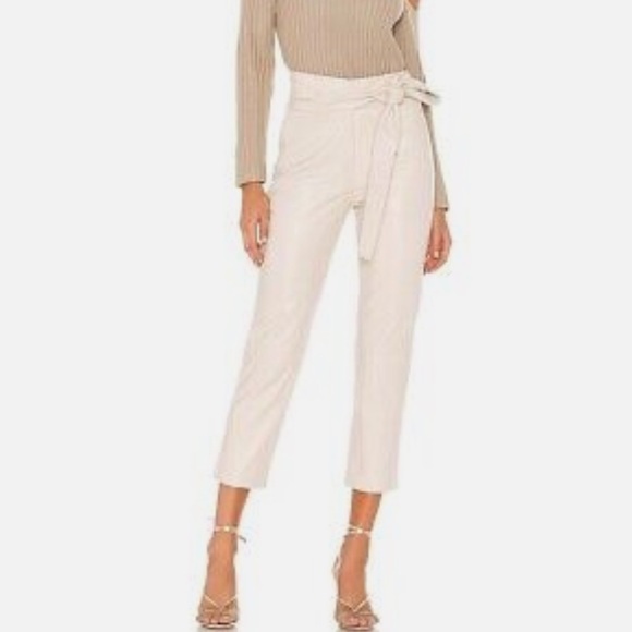 NWT LTH JKT Bea Leather Cropped Pants In Vanilla Size Medium